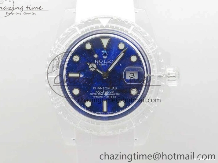 0512 Submariner Phantomlab Transparent KZF Best Edition Deep Blue Dial on White Rubber Strap VR WellDesigned 2568